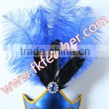 Artificial Blue Ostrich Feather Decoration Venetian Mask