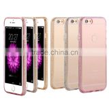 Luxury Ultra Thin Transparent Back Cover Bling Bling Diamond Edged Cell Phone Cases for Iphone6 6plus 6s