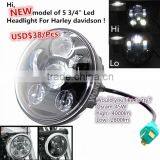 5-3/4" 45w 5.75" Motorcycle Projector Led Headlight for Harley Sportster,Street Bob FXDB, Iron883, Dyna thumbnail-1