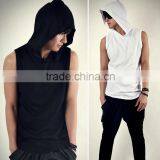 Mens 100% Cotton Plain White Short Sleeve Pullover Hoodie thumbnail-1