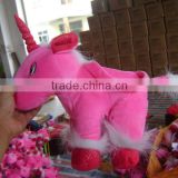 promotional customized red plush unicorn animal shape handbag for children