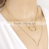Yiwu Jewerly factory two layers necklace triangle pendant necklace