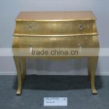 Simple wooden tables with two drawers Gold