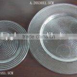 Screw Thread Design Clear Glass Plat for Restaurant thumbnail-1