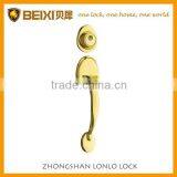 2015 High Security Luxury Zinc Alloy Polished Brass Finish Door Handle Lock thumbnail-1