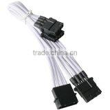 4 Pin IDE To 3x LP4 Extension 55cm - Sleeved Cable White / Black thumbnail-1