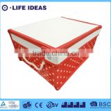 Non-woven fabric flowers printing storage box with lid covered red