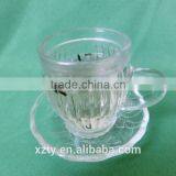 4oz Small Transparent White Glass Empty Pumpkin-shaped TEA /COFFEE Cups With Handle With Saucer thumbnail-2