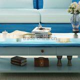 Mediterranean Style Coffee Table, Sailing Boat Handpainting Tea Table, Pastoral Solid Wood Living Room Coffee Table (BF01-X1157) thumbnail-1