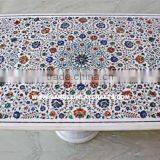 White Marble Inlay Table Top thumbnail-1