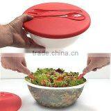 Salad/Storage/Serving Bowl With Built in Serving Spoon and Fork thumbnail-1