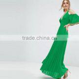 2017 Summer Women Pleated Dress Cold Shoulder Maxi Dress HSd9065 thumbnail-2
