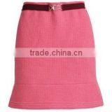 High Fashion Pink Color Waistbelt Back Pockets Flare Formal Skirts thumbnail-3