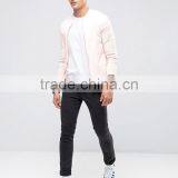 Custom Long Sleeve Baseball Collar Without Hood Pink Men's 96% Cotton 4% Elastane Casual Skinny Slim Fit Zip Opening Sweatshirt thumbnail-4