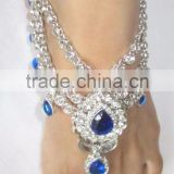 Anklets payal BLUE SILVER crystal PAIR