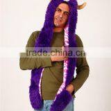 Faux Fur Adult Beanies Plush Animal Head Hat Scarf Glove thumbnail-6
