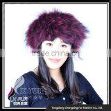CX-E-35C Wholesale Women's Knit Raccoon Fur Hat And Scarf Sets Hair Band thumbnail-6