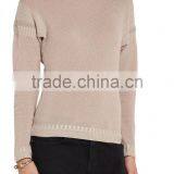 Antique-Rose 100% Cashmere Loose Crew Neck Women Chinese Sweater With Inverted Triangle Stiching on Back thumbnail-2