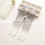 Wholesale Summer Cotton Kids Girls Leggings Tights w/ Lace Plain Color Children Pants thumbnail-4