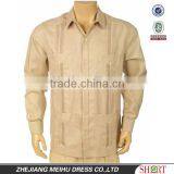 Latest Style Comfortable Fabric 100% Organic Linen White Guayabera Shirt for Men With Long Sleeve and Four Pockets thumbnail-1