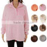 Wholesale Monogram Women Knitted Fleece Sherpa Pullover thumbnail-1
