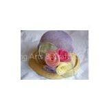 7cm Sinamay Straw Braid Womens Church Hats With Sewing Brim / 57cm Customized Hats thumbnail-1