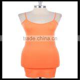 Extra Long Seamless Tunic Dress Slip Camisole Layering Tank Top Orange Color thumbnail-1