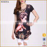 160g Qmilch Fabric Black Small Beauty Pattern Short Sleeve Women Fashion Shirt Tops thumbnail-1