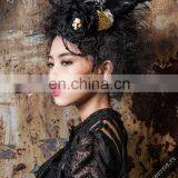 Steampunk Gothic Fascinator With Beads and Gear Elements thumbnail-5