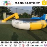 inflatable water floating trampoline with slide for aqua park game