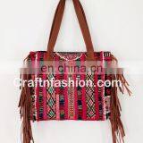 Banjara Shoulder Bag With Fringe- Bohemian Vintage Banjara Leather Tote- Indian Hippie Boho Gypsy Mirror Work Bag- Exclusive Bag