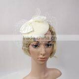 Newest Design Satin Bowknot Decorative Women Wool Mini Felt Hat With Veil thumbnail-1