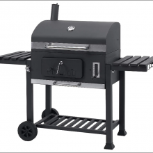 New Arrive High Quality Charcoal Grill With Two Shelf Wooden Table With Big Size Wheel Easy Cleaning for Camping Easy Assembled thumbnail-1