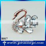 Custom Made Ring Swan Logo Elegant Crystal Rose Gold Plating Ring R817 thumbnail-1