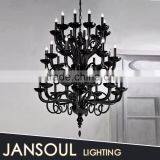 3-tiers large murano glass chandelier vintage black hotel/home crystal stairs chandelier pendant hanging light made in china