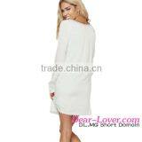 2016 Plunge V Lace-up Neck Floral Embroidered Cover up Beach Dress thumbnail-3