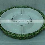 Ceramic & Rattan Candy Holder