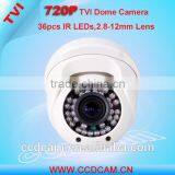 Megapixel 720P HD CCTV TVI Camera 2.8-12mm Varifocal Lens Zoom and Focus Digital IR Night Vision Camera thumbnail-1