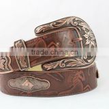 2016 Best Seller Western rhinestone leather belt with horsehead conchos