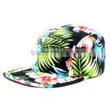 100%Cotton floral snapback hat free sample 5 Panel strapback cap