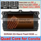 2G DDR3 16GB Flash Quad Core Android 4.4 android dvd for toyota corolla 2006 2007-2011 Support OBD TPMS 3G