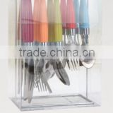 20pcs plastic colorful handle stainless cutlery set with hand polish