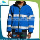 Reflective 300D Polyester Blue Padding Jacket Reflective Tape For Policeman With Led Light