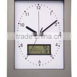 Plastic Round LCD Clocks Weather Station Wall Clock With Temperature YZ-7162D