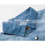2016 Summer Fashion Ladies Snap Buttons Closure Denim Shirt Rolled Half Sleeve Slim Fit Casual Shirts For Women thumbnail-4