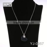 multi chain mesh titanium druzy stone crystal heart shape pendant fashion necklace