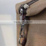 Vintage Khaki Canvas Tote Bag With Leather thumbnail-5