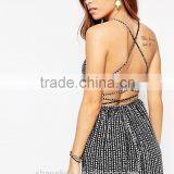 Women Summer Jumpsuit Woodblock Print Also do Custom Printing One Piece Jumpsuit Strappy Back Cami Jumpsuit thumbnail-1