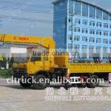 Dongfeng flatbed truck with 8T crane for sale