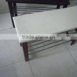 Leather Microfiber Black Frame Shoe Rack Bench thumbnail-1